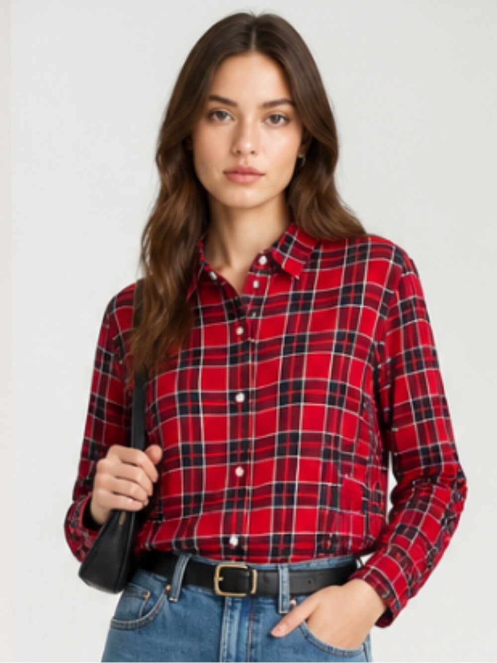 VINEYARD VINES Shirt Plaid Red Tartan Holiday Shirt Top Button Christmas Cotton